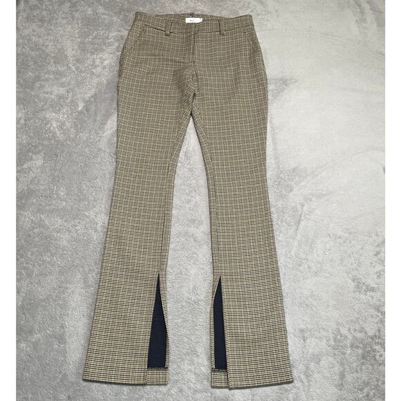 A.L.C. Pants Womens 2 Tan Edwin Plaid Split Hem Trouser Academia Preppy Classic - Picture 1 of 9